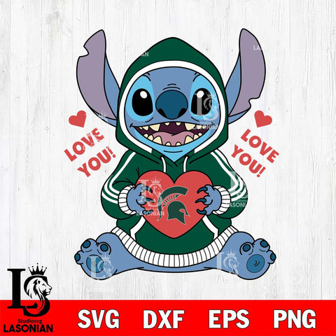 Michigan State Spartans Stitch Love You File Cut, NCAA SVG DXF EPS PNG FILE, Digital Download , Criucut , Silhouette
