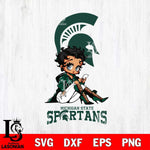 Michigan State Spartans Style Black Fan Girl Betty Boop, Svg Eps Dxf Png File, Digital Download