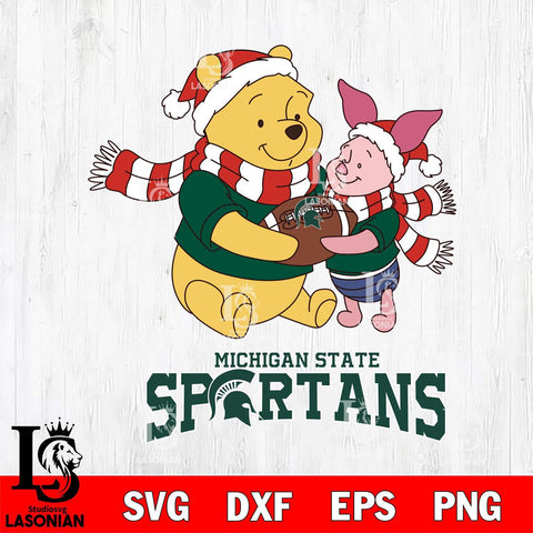 Michigan State Spartans Winnie the Pooh & Piglet Football Cricut,Christmas SVG DXF EPS PNG FILE, NCAA Digital Download,Instant Download, Silhouette