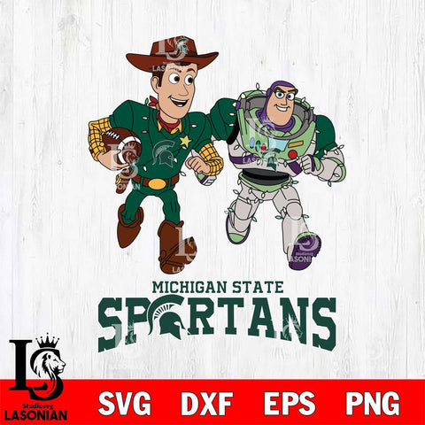 Michigan State Spartans Woody & Buzz Lightyear Football Cricut,Christmas SVG DXF EPS PNG FILE, NCAA Digital Download,Instant Download, Silhouette