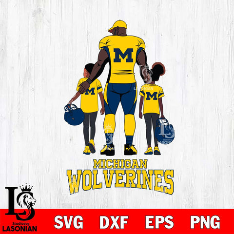 Michigan Wolverines 3 Father and son Rugby SVG DXF EPS PNG FILE,NCAA SVG, Father day Digital Download,Instant Download, Silhouette