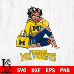 Michigan Wolverines Awesome Black Fan Girl Betty Boop, Svg Eps Dxf Png File, Digital Download