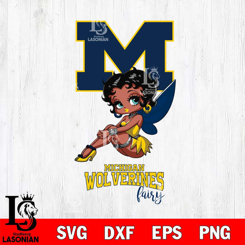 Michigan Wolverines Beauty Black Fairy Betty Boop, Svg Eps Dxf Png File, Digital Download