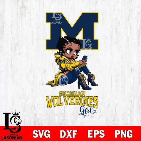 Michigan Wolverines Beauty Black Fan Girl Football, Svg Eps Dxf Png File, Digital Download