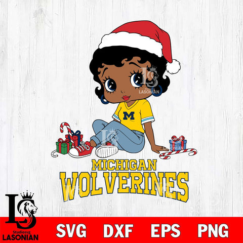 Michigan Wolverines Betty Boop Christmas File Cut, NCAA SVG DXF EPS PNG PDF File, Digital Download , Criucut , Silhouette
