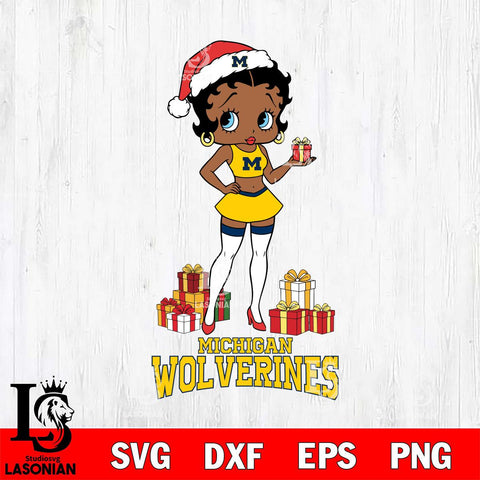 Michigan Wolverines Betty Boop Christmas Gift File Cut, NCAA SVG DXF EPS PNG PDF File, Digital Download , Criucut , Silhouette