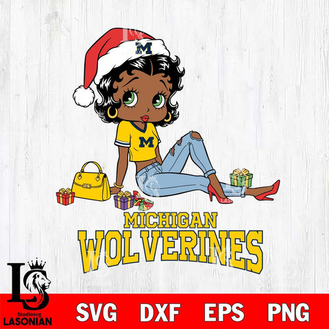 Michigan Wolverines Betty Boop Christmas Packing File Cut, NCAA SVG DXF EPS PNG PDF File, Digital Download , Criucut , Silhouette
