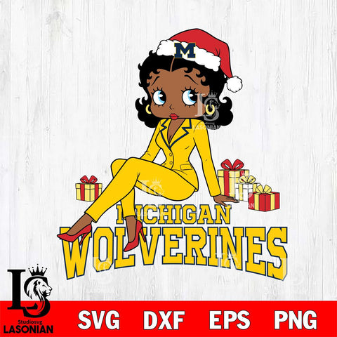 Michigan Wolverines Betty Boop Christmas fan File Cut, NCAA SVG DXF EPS PNG PDF File, Digital Download , Criucut , Silhouette