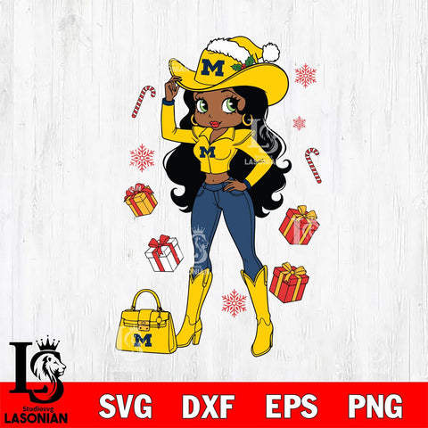 Michigan Wolverines Betty Boop Cowboy File Cut, NCAA SVG DXF EPS PNG PDF File, Digital Download , Criucut , Silhouette