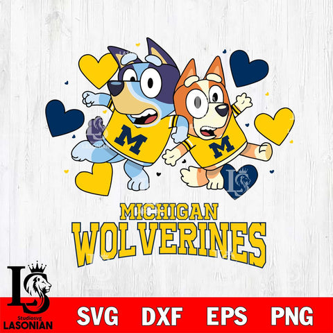 Michigan Wolverines Bluey & Bingo 10 Svg Eps Dxf Png File, NCAA svg, Digital Download, Instant Download