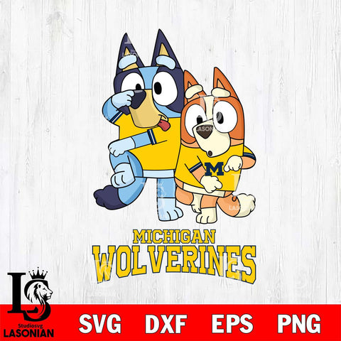 Michigan Wolverines Bluey & Bingo Svg Eps Dxf Png File, NCAA svg, Digital Download, Instant Download
