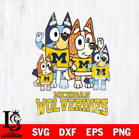 Michigan Wolverines Bluey & Bingo 7 Svg Eps Dxf Png File, NCAA svg, Digital Download, Instant Download