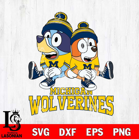Michigan Wolverines Bluey & Bingo 8 Svg Eps Dxf Png File, NCAA svg, Digital Download, Instant Download