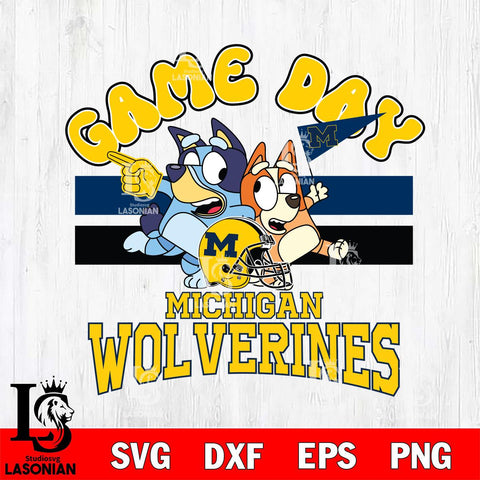 Michigan Wolverines Bluey & Bingo 9 Svg Eps Dxf Png File, NCAA svg, Digital Download, Instant Download