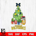 Michigan Wolverines Bluey Chilli Christmas Tree Svg Eps Dxf Png File, Digital Download