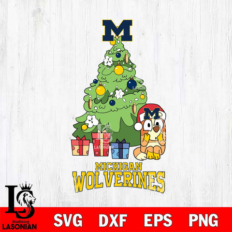 Michigan Wolverines Bluey Chilli Christmas Tree Svg Eps Dxf Png File, Digital Download
