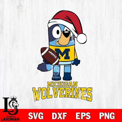 Michigan Wolverines Bluey Christmas Svg Eps Dxf Png File, Digital Download