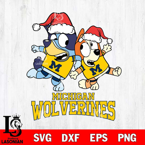 Michigan Wolverines Bluey Christmas Holiday Svg Eps Dxf Png File, Digital Download