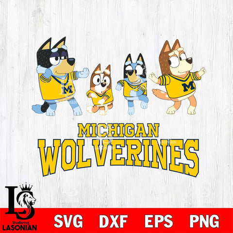 Michigan Wolverines Bluey Dance Mode Squats Svg Eps Dxf Png File, Digital Download, Instant Download