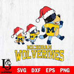 Michigan Wolverines Bluey Family Christmas Svg Eps Dxf Png File, Digital Download