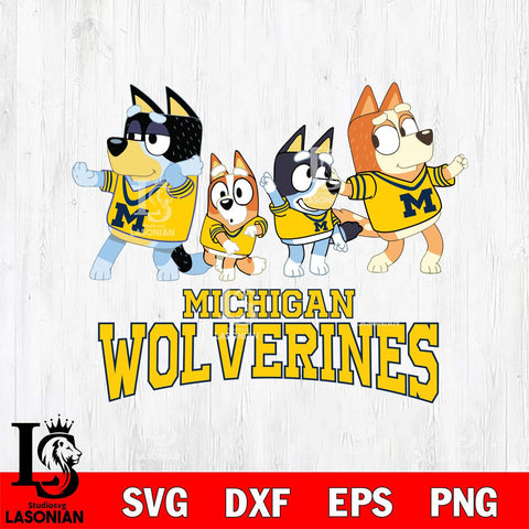 Michigan Wolverines Bluey Mode Dance Squats Svg Eps Dxf Png File, Digital Download, Instant Download