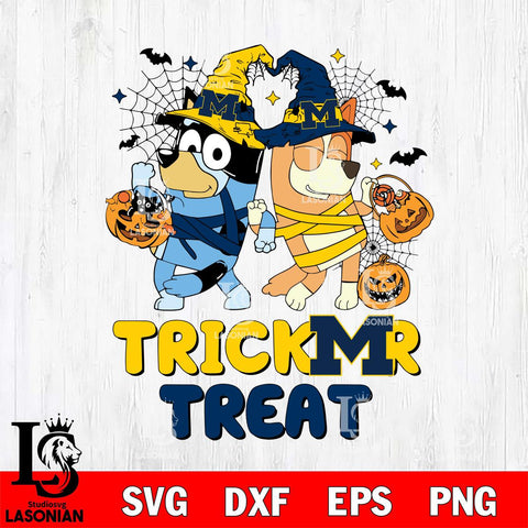 Michigan Wolverines Bluey Trick or Treat Halloween 2 Svg Eps Dxf Png File, Digital Download, Instant Download