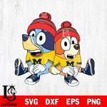 Michigan Wolverines Bluey & Bingo Christmas Svg Eps Dxf Png File, Digital Download, Instant Download