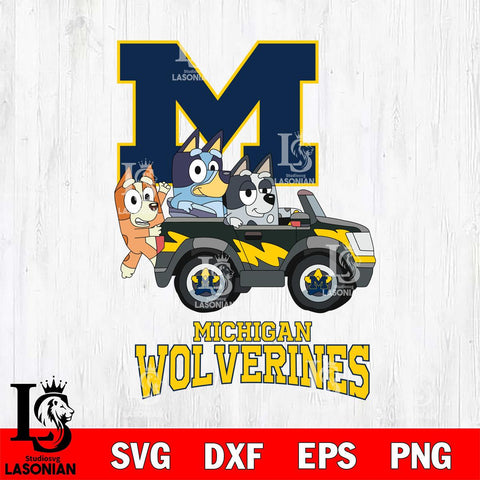 Michigan Wolverines Bluey friends car Svg Eps Dxf Png File, NCAA svg, Digital Download, Instant Download