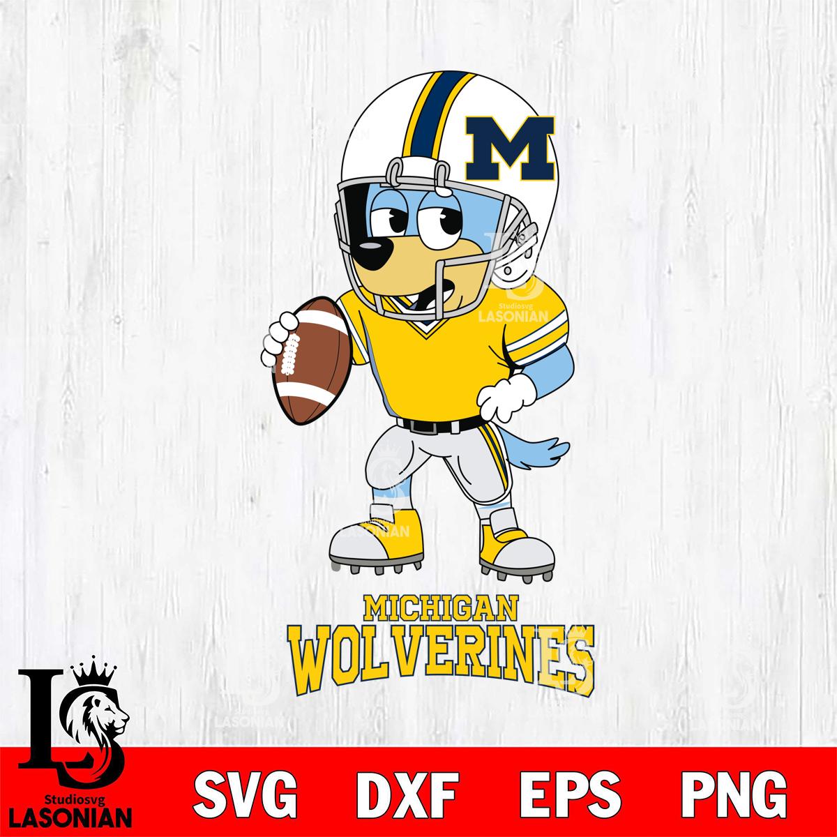Michigan Wolverines Bluey rugby – lasoniansvg