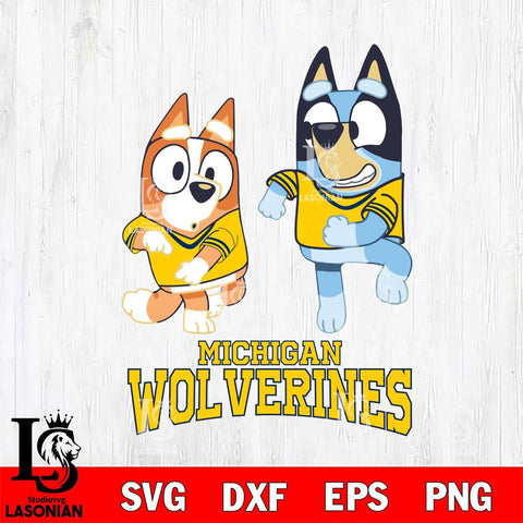 Michigan Wolverines Bluey with Chilli Dance Svg Eps Dxf Png File, Digital Download, Instant Download