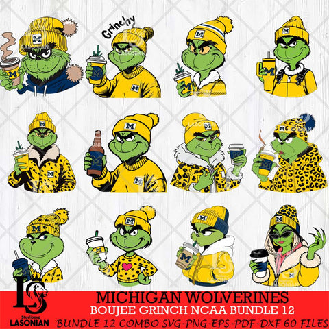 Michigan Wolverines Boujee Grinch NCAA Bundle 12 SVG Eps Dxf Png File, Digital Download, Instant Download