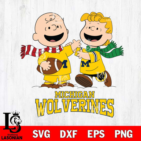 Michigan Wolverines Charlie Brown & Linus Football Cricut,Christmas SVG DXF EPS PNG FILE, NCAA Digital Download,Instant Download, Silhouette