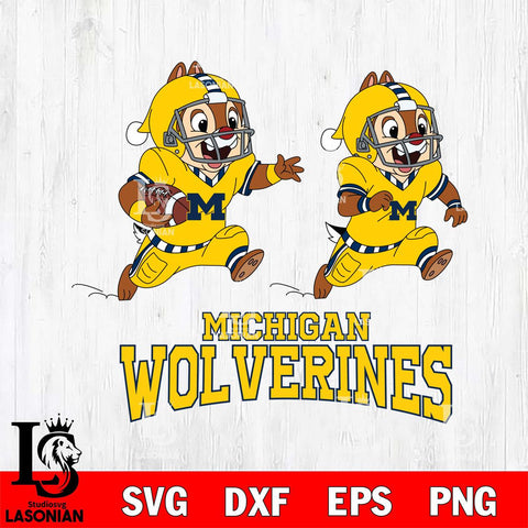 Michigan Wolverines Chip & Dale Football Cricut,Christmas SVG DXF EPS PNG FILE, NCAA Digital Download,Instant Download, Silhouette