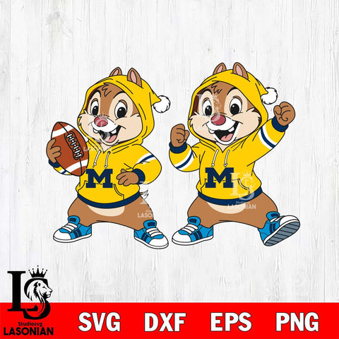 Michigan Wolverines Chip và Dale Football File Cut, NCAA SVG DXF EPS PNG FILE, Digital Download , Criucut , Silhouette