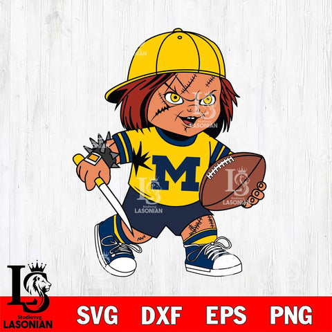 Michigan Wolverines Chucky Horror 10 Svg Eps Dxf Png File, NCAA svg, Digital Download, Instant Download