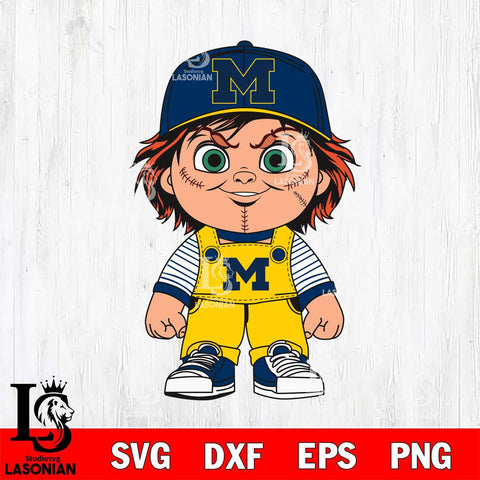 Michigan Wolverines Chucky Horror Svg Eps Dxf Png File, NCAA svg, Digital Download, Instant Download