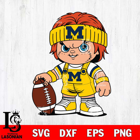 Michigan Wolverines Chucky Horror 5 Svg Eps Dxf Png File, NCAA svg, Digital Download, Instant Download