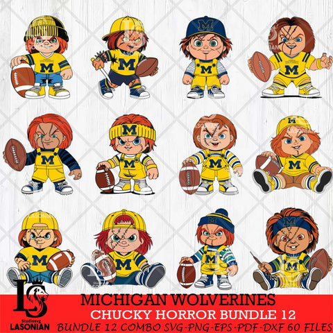 Michigan Wolverines Chucky Horror Bundle 12 SVG Eps Dxf Png File, Bundle NCAA svg, Digital Download, Instant Download