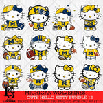 Michigan Wolverines Cute Hello Kitty Bundle 12 SVG Eps Dxf Png File, NCAA Bundle svg, Digital Download, Instant Download