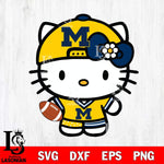 Michigan Wolverines Cute Hello Kitty Football 10 Svg Eps Dxf Png File, NCAA svg, Digital Download, Instant Download