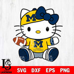 Michigan Wolverines Cute Hello Kitty Football 11 Svg Eps Dxf Png File, NCAA svg, Digital Download, Instant Download