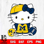 Michigan Wolverines Cute Hello Kitty Football 4 Svg Eps Dxf Png File, NCAA svg, Digital Download, Instant Download