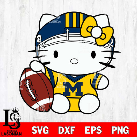Michigan Wolverines Cute Hello Kitty Football 5 Svg Eps Dxf Png File, NCAA svg, Digital Download, Instant Download