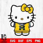 Michigan Wolverines Cute Hello Kitty Football 6 Svg Eps Dxf Png File, NCAA svg, Digital Download, Instant Download