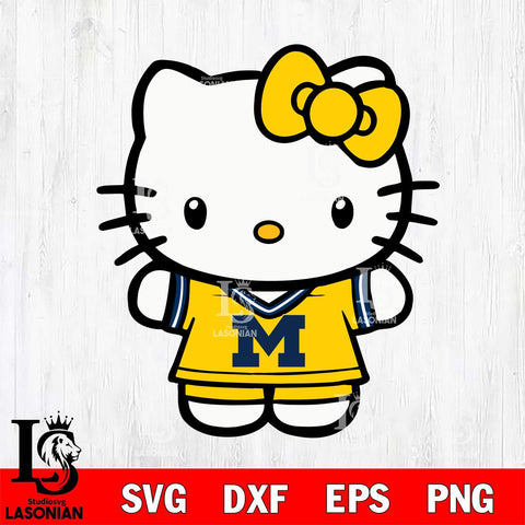 Michigan Wolverines Cute Hello Kitty Football 6 Svg Eps Dxf Png File, NCAA svg, Digital Download, Instant Download