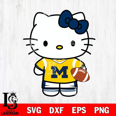 Michigan Wolverines Cute Hello Kitty Football 8 Svg Eps Dxf Png File, NCAA svg, Digital Download, Instant Download