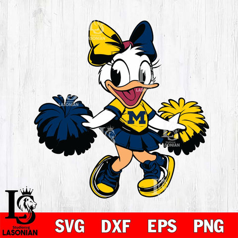Michigan Wolverines Daisy Duck Cheerleader Svg Eps Dxf Png File, NCAA svg, Digital Download, Instant Download