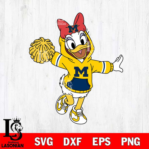 Michigan Wolverines Daisy Duck Cheerleader Christmas File Cut, NCAA SVG DXF EPS PNG FILE, Digital Download , Criucut , Silhouette