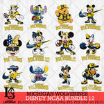 Michigan Wolverines Disney NCAA Bundle Svg PNG 12 Svg Eps Dxf Png File, Digital Download