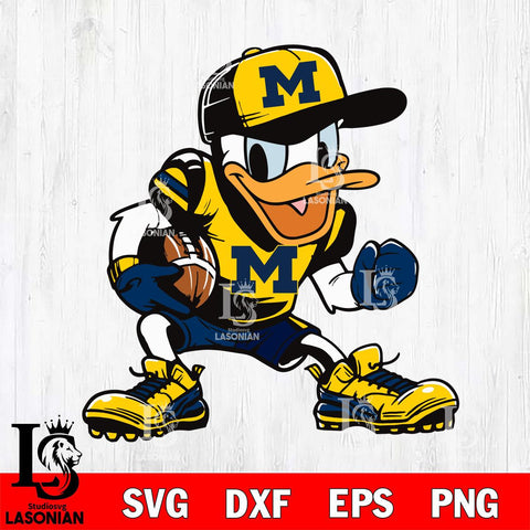 Michigan Wolverines Donal Duck Svg Eps Dxf Png File, NCAA svg, Digital Download, Instant Download